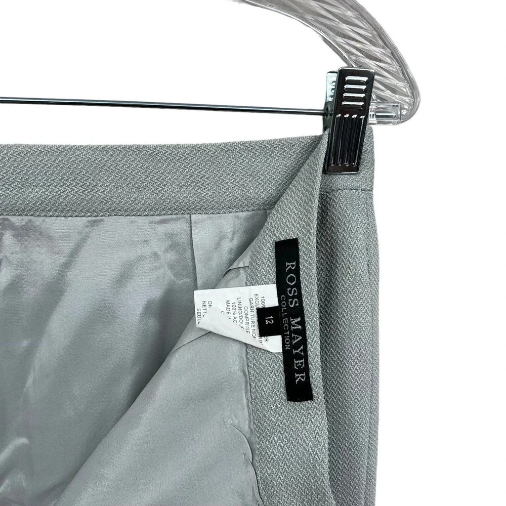 Ross Mayer Womens Pencil Skirt Front Slit Vent Lined Back Zip Light Grey Sz 12*